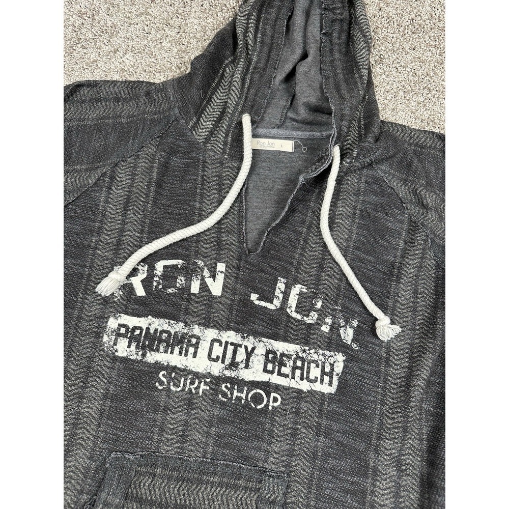 Ron Jon Surf Shop Hoodie L Panama City Beach Baja Pullover Distressed Thrashed